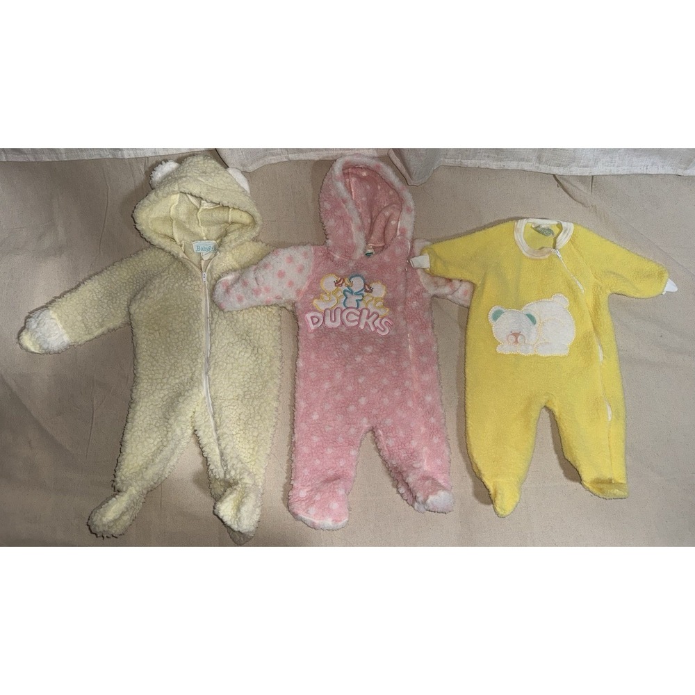 Vintage Dr Denton BabyGro Baby Sherpa Fleece Footed Pajamas 0-6 Mo. Duck Sleeper